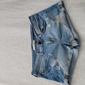 Eunina "Mina" Denim Low Rise Cuffed Shortie Shorts Size M